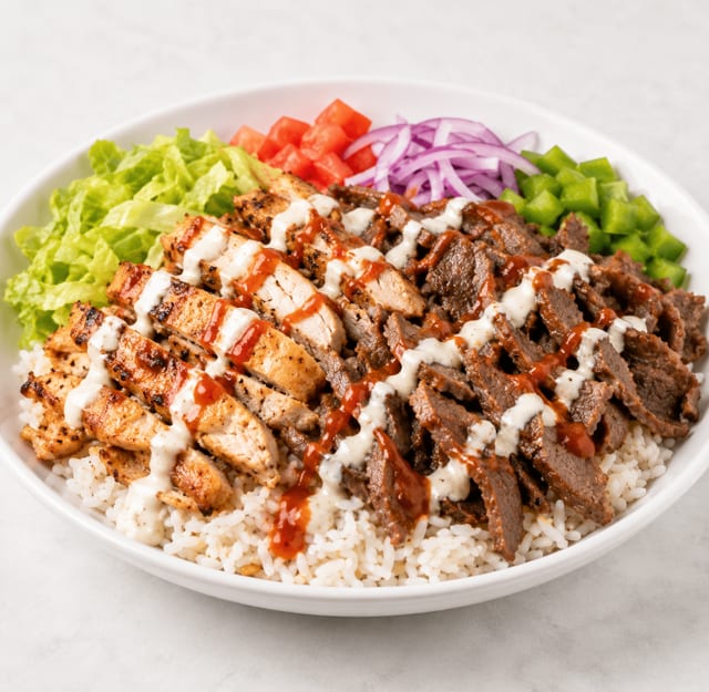 Chicken & Lamb Over Rice.