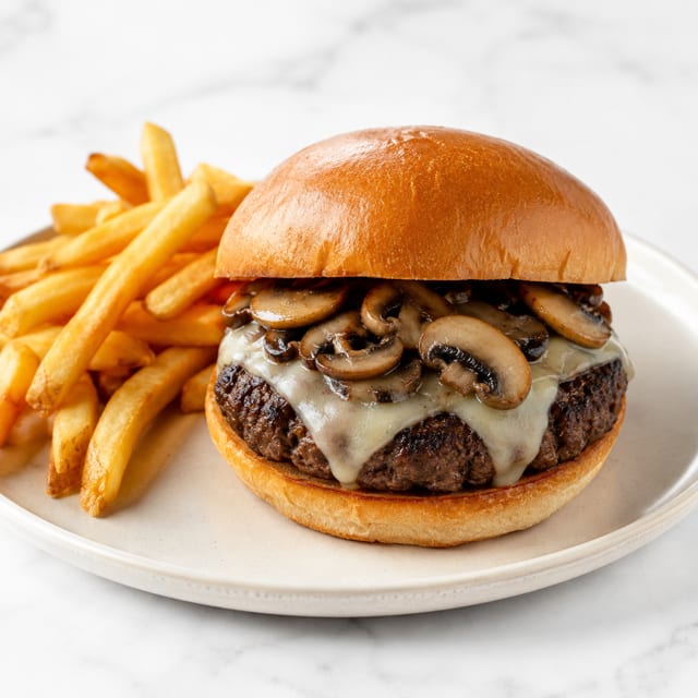 Mushroom Swiss Burger Meal.