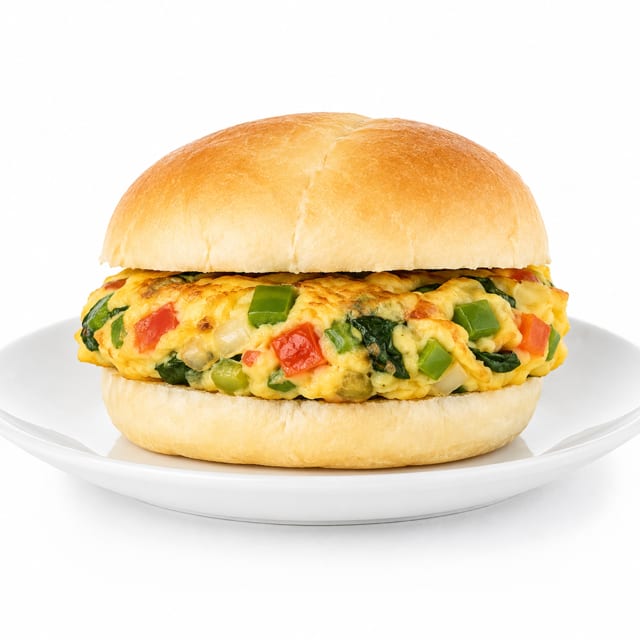 Veggie Omelet on a Roll.