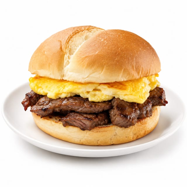 Egg & Steak Sandwich.