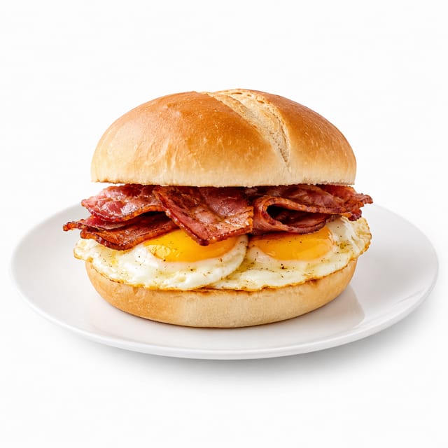 Egg & Beef Bacon Sandwich.
