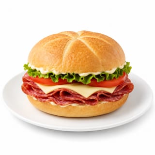 Cold Cut Beef Salami or Bologna Sandwich
